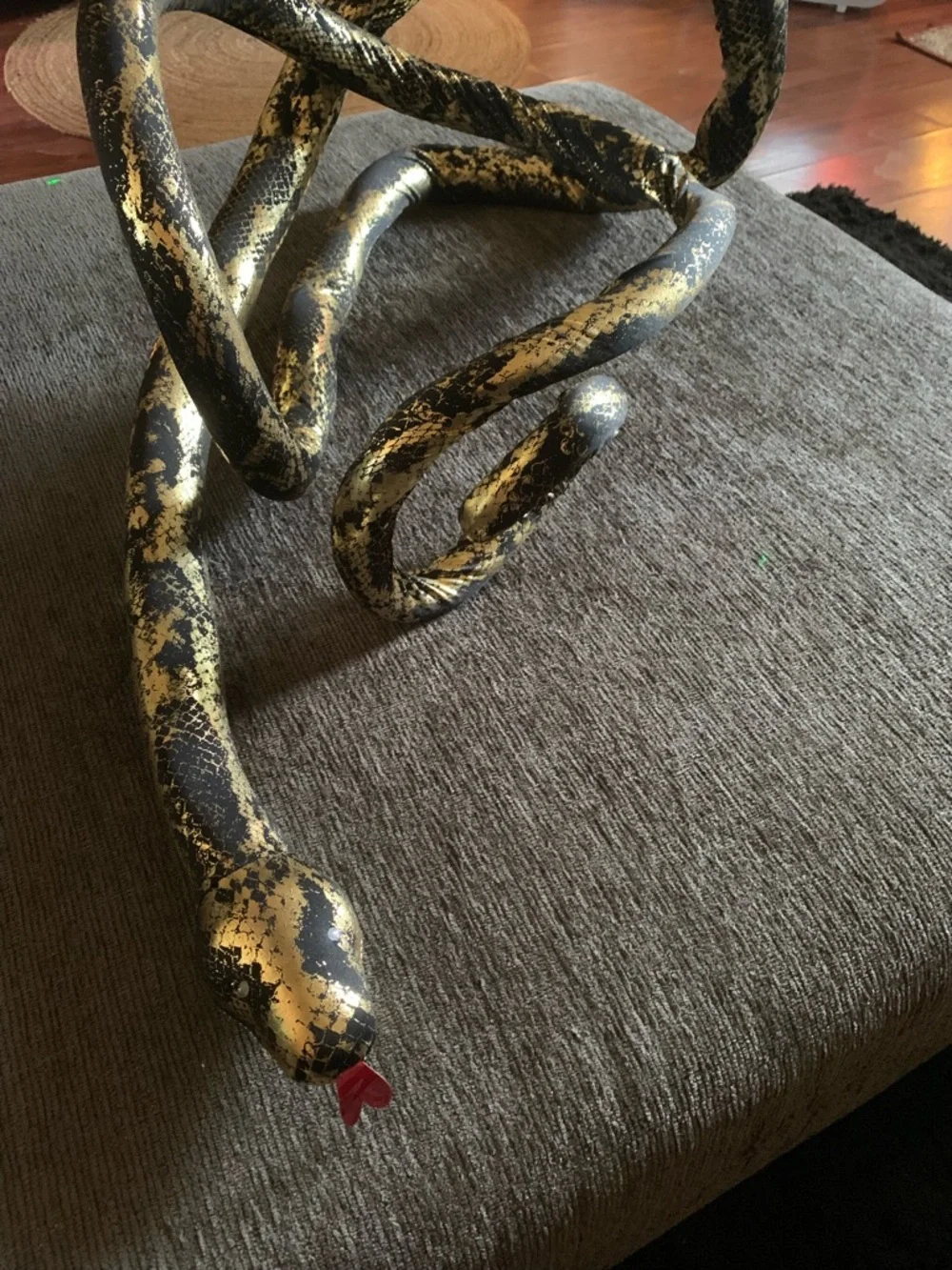 Decor plush snake toy feat/ realistic metallic sequin-like scales light-up eyes